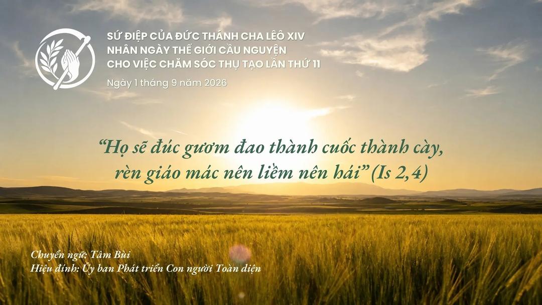 Sứ điệp của Đức Thánh Cha nhân Ngày Thế giới cầu nguyện cho việc chăm sóc thụ tạo năm 2026: “Họ sẽ đúc gươm đao thành cuốc thành cày, rèn giáo mác nên liềm nên hái”